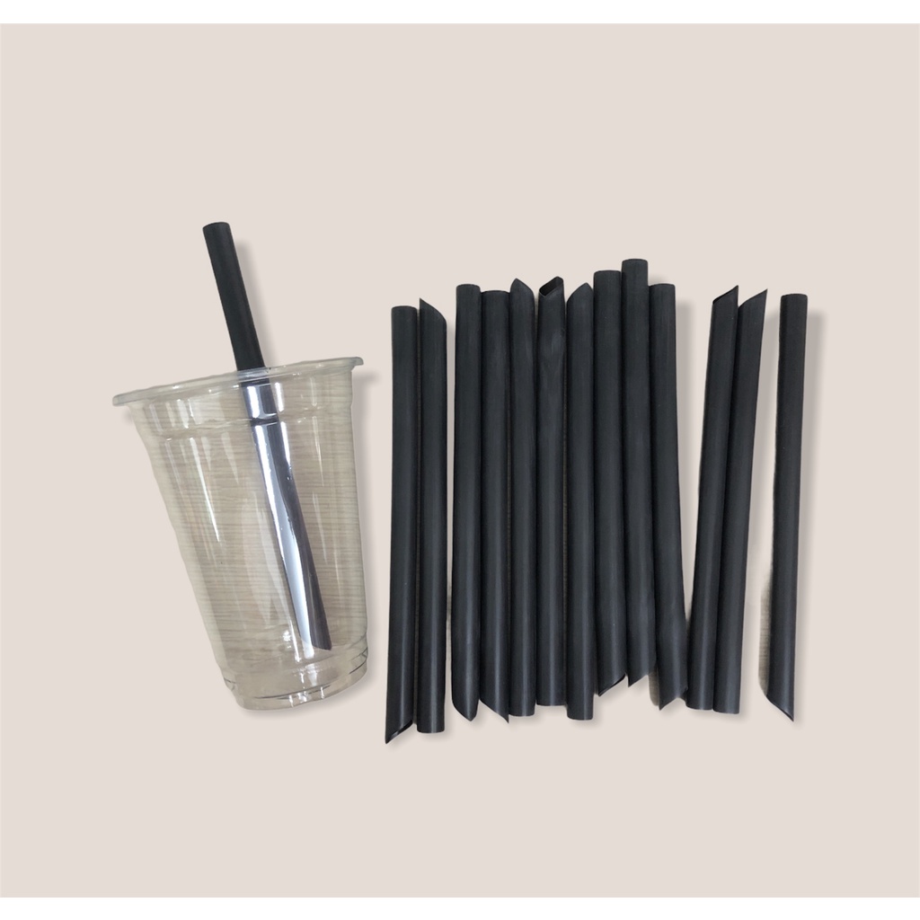 Ống Hút Nhựa Đen - Nhọn - Thẳng Phi 12, Ống Hút Trân Châu, Thạch, Topping..., Ống Hút Nhựa Giá Rẻ (1 bịch)