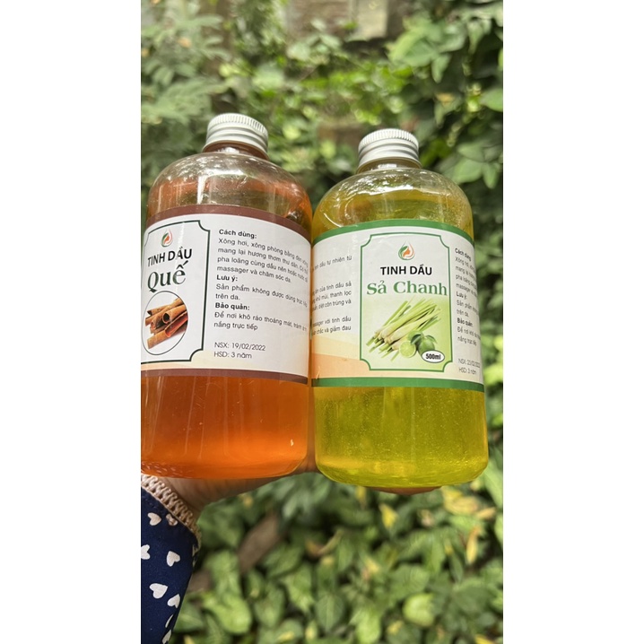 COMBO 500ML TINH DẦU XẢ CHANH VÀ 500ML QUẾ NGUYÊN CHẤT CHỐNG CÔN TRÙNG