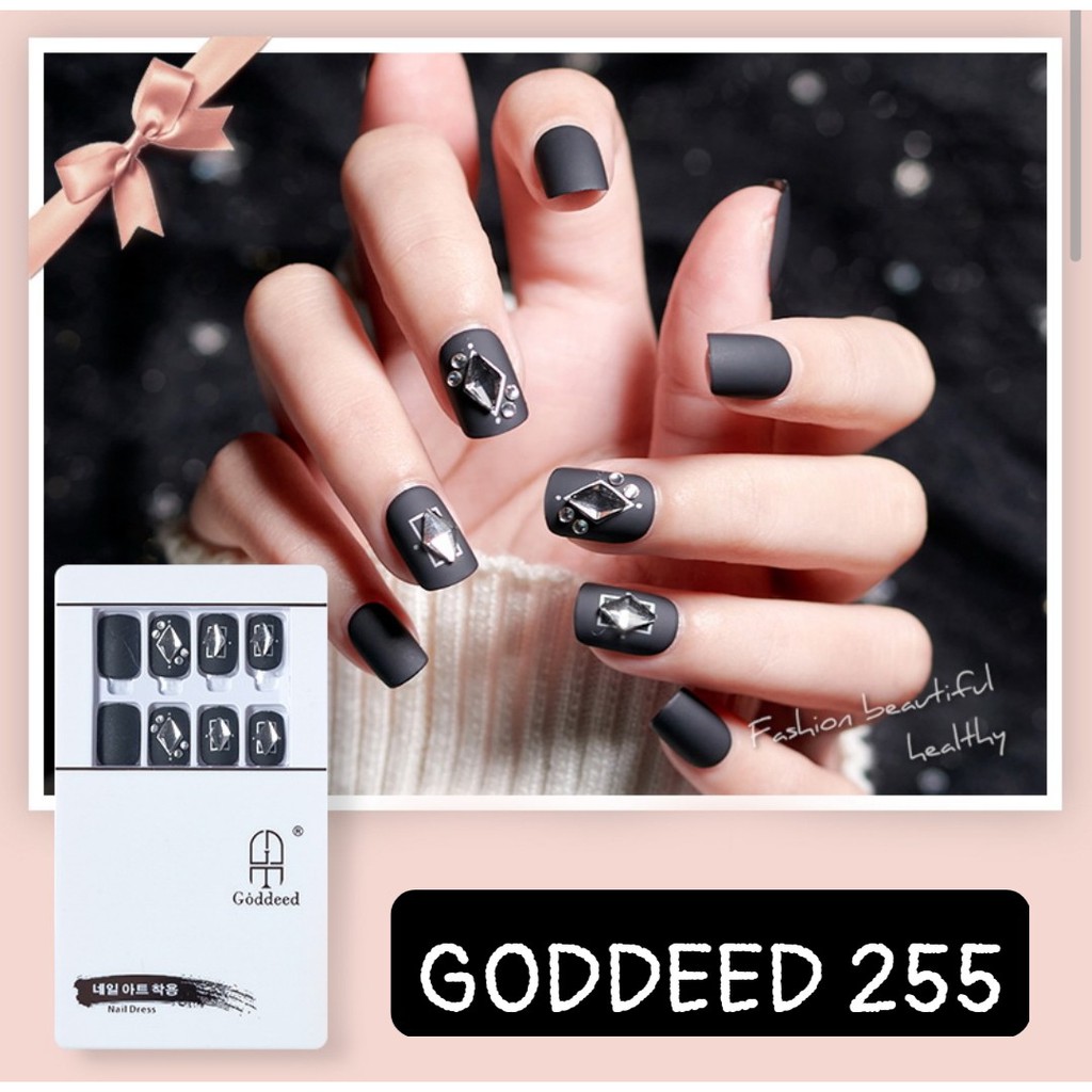 {Nailbox 255} - HỘP 30 MÓNG DÁN  GODDEED CAO CẤP HÀN QUỐC sẵn keo sau móng