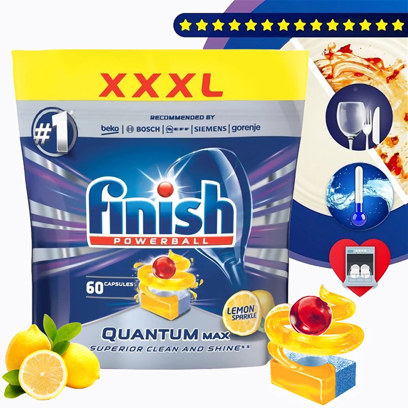 Viên rửa bát Finish Quantum max 60v
