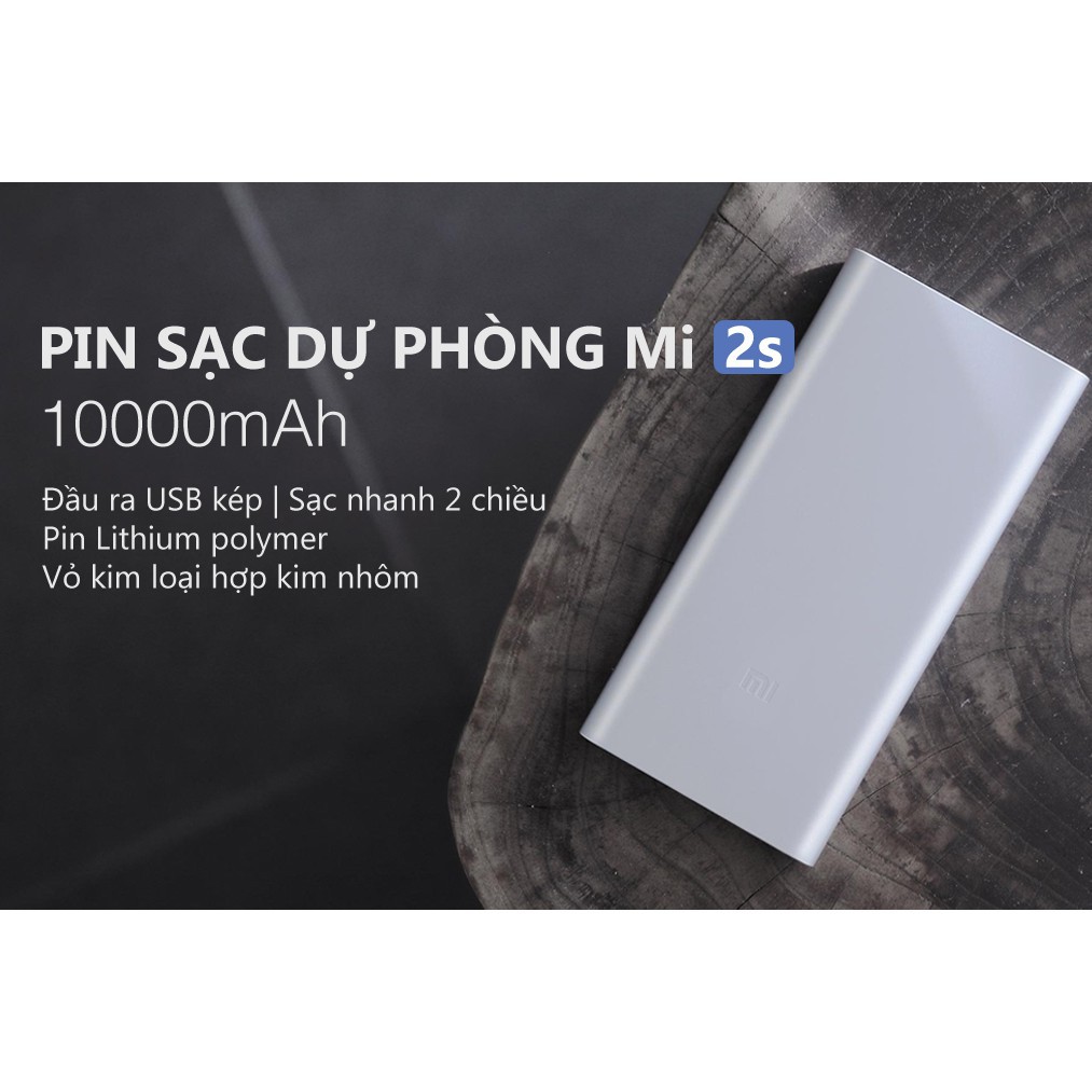 Pin Sạc Dự Phòng Xiaomi 10000mAh Gen 2S (Gen 2 New - 2018) - Hàng Chính Hãng DGW