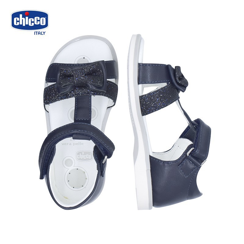 Sandal mát-xa chân bé đính nơ Chicco - Xanh Navy