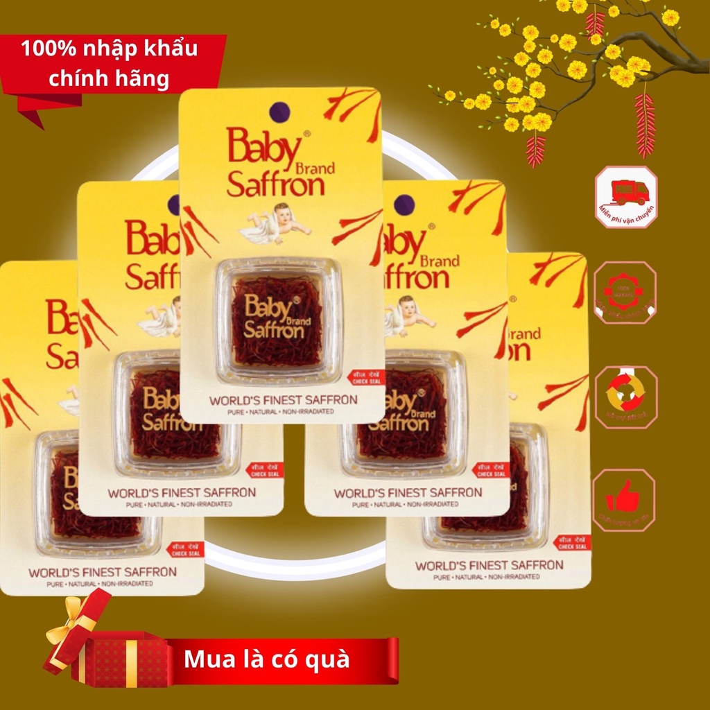 Saffron, nhuỵ hoa nghệ tây BABY SAFFRON Ấn Độ nhập khẩu CHÍNH HÃNG, combo 5gr
