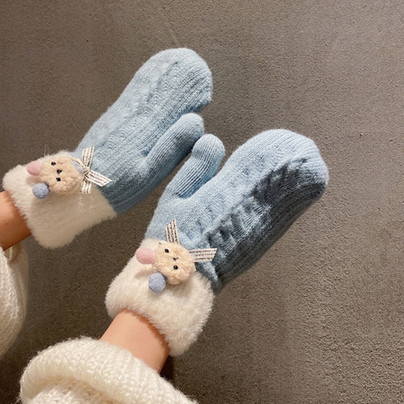 Găng Tay Lông Xù Kiểu Dáng Hoạt Hình Dễ Thương Dành Cho Mùa Đông