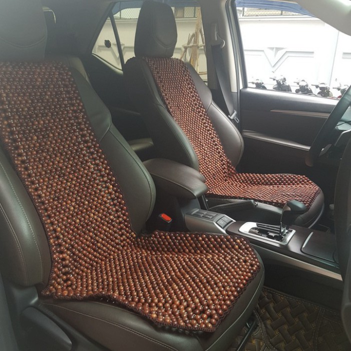 Sản Phẩm Đệm hạt gỗ tựa lưng massage ô tô 100% gỗ Trắc tự nhiên nguyên mộc, đan kết diềm mép cao cấp .