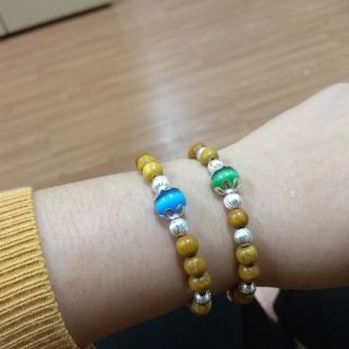 🍀 vòng dâu tằm mix bạc và đá phong thủy 🍀