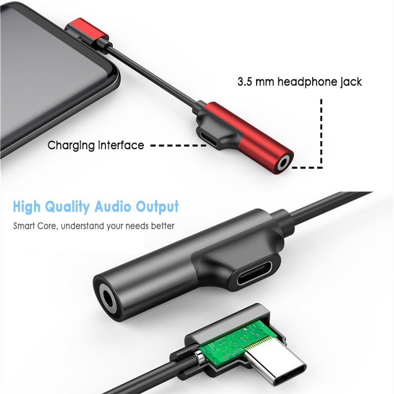 KEBIDUMEI 2 In 1 Type C To 3.5mm Jack &amp; USB C Adapter Cable