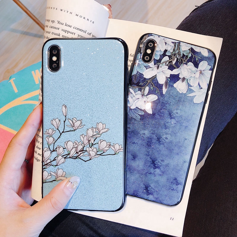 Ốp điện thoại mềm in hoa dễ thương cho IPhone 12 mini 11 pro 5 5S SE 6 6S 7 8 Plus X Xs Max XR