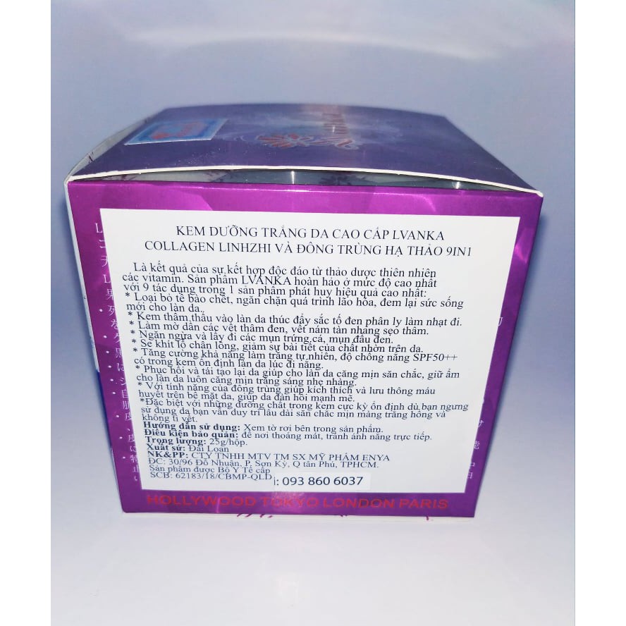 Kem dưỡng trắng da cao cấp LVANKA Collagen LINHZHI và Đông Trùng Hạ Thảo