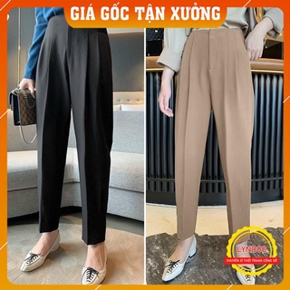 Quần Baggy nữ cạp liền siêu cao - Quần baggy cạp liền chất vải tuyết mưa lên dáng cực đẹp