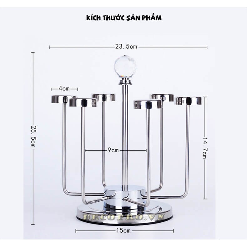 úp cốc tròn pha lê bạc đế xoay(mẫu mới)