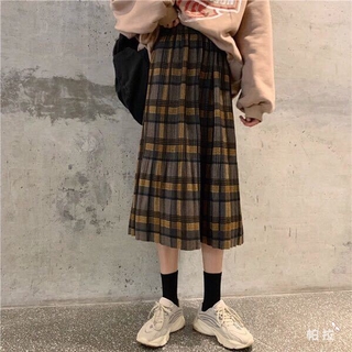 Kẹp Tóc Pala Pala Pala Chất Lượng Cao✨ Chân Váy Len Xếp Ly Sọc Ca Rô Lưng Thun Cao Thời Trang Thu Đông Nhật Bản Dành Cho Nữ