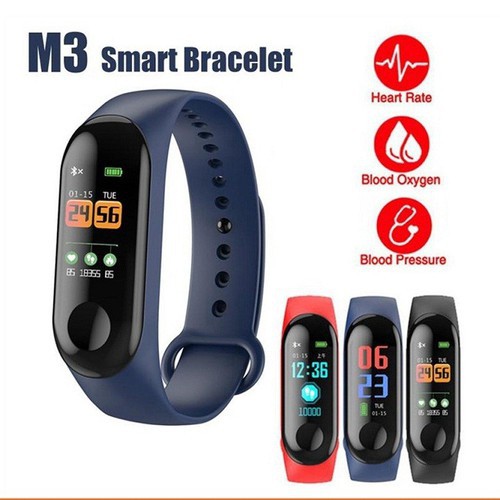Vòng đeo tay thông minh Smart Band M3 màn hình màu cảm ứng, Đồng hồ thông minh kết nối Bluetooth với Điện thoại