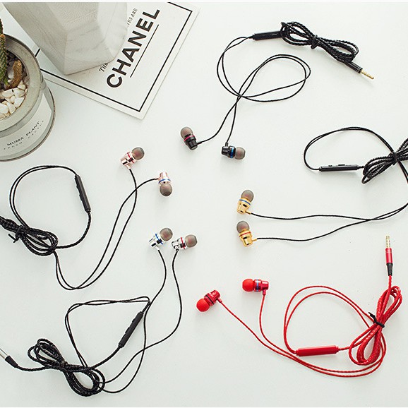 Tai nghe kim loại cao cấp L1 có mic, dây siêu bền, khuyến mãi tặng hộp đựng + nút tai