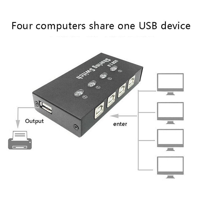 Thiết Bị Chia Cổng Usb 4 Trong 1 Cho Máy In / Máy Tính