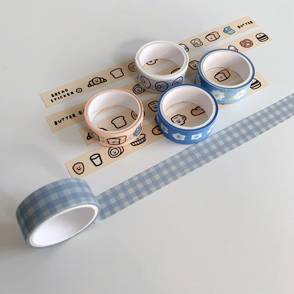 Băng Dính Washi Tape Màu Xanh Dương Trang Trí