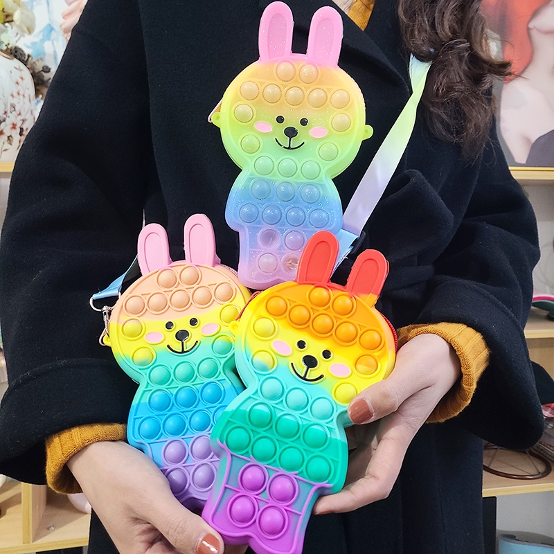 Túi Đựng Điện Thoại Di Động Đồ Chơi Mềm Dẻo Hình Thỏ Hồng Đáng Yêu