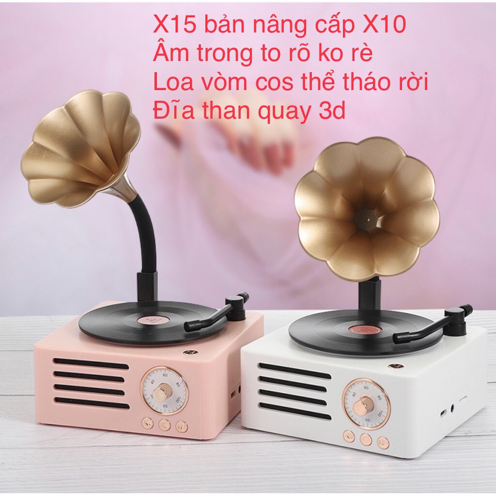 Loa bluetooth X10/X15 hình đĩa than âm thanh sống động, thiết kế độc đáo