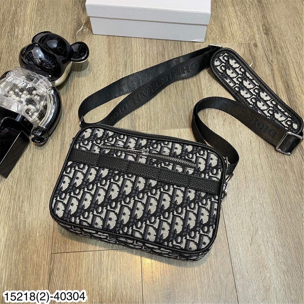 Túi đeo chéo Dior - Túi đeo chéo nam vải kết phối da siêu bền hàng FULLBOX.