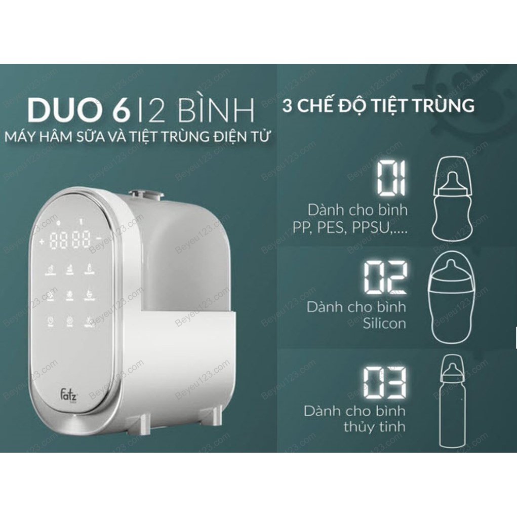 Máy hâm sữa tiệt trùng điện tử 2 bình có đèn sáng ban đêm FATZ DUO 6 - Fatzbaby FB3090CY