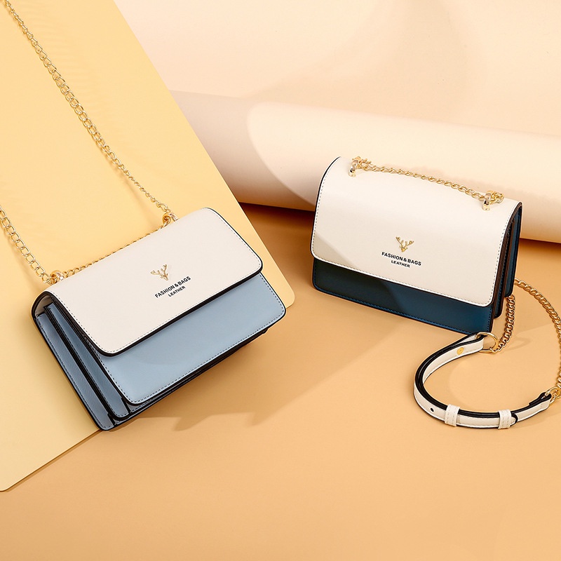 Túi Đeo Chéo Dáng Vuông Nhỏ Phối Màu Thời Trang Cho Nữ