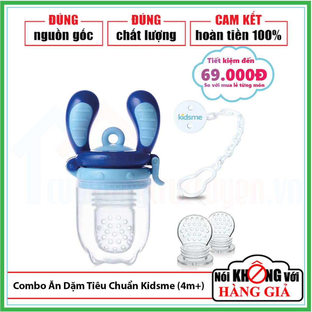 [Chính Hãng] Bộ Túi Nhai Chống Hóc Tiêu Chuẩn Kidsme Kèm Dây Đeo Cho Bé Từ 4 Tháng Tuổi | Ăn Dặm Chủ Động