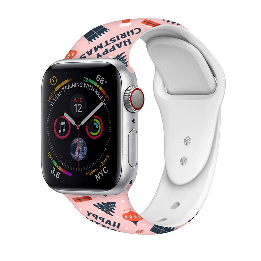Dây Đeo Đồng Hồ In Họa Tiết Hoạt Hình Phong Cách Giáng Sinh 45 41 44 40 38 42Mm Cho iWatch 7 5 4 3 2 1 6 SE m
