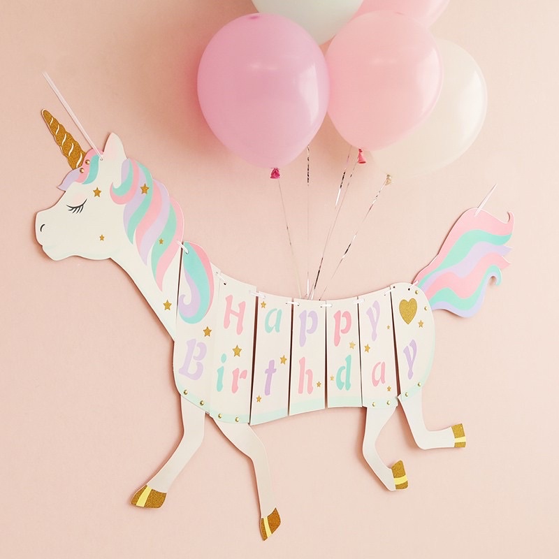 Dây Cờ Happy Birthday Unicorn