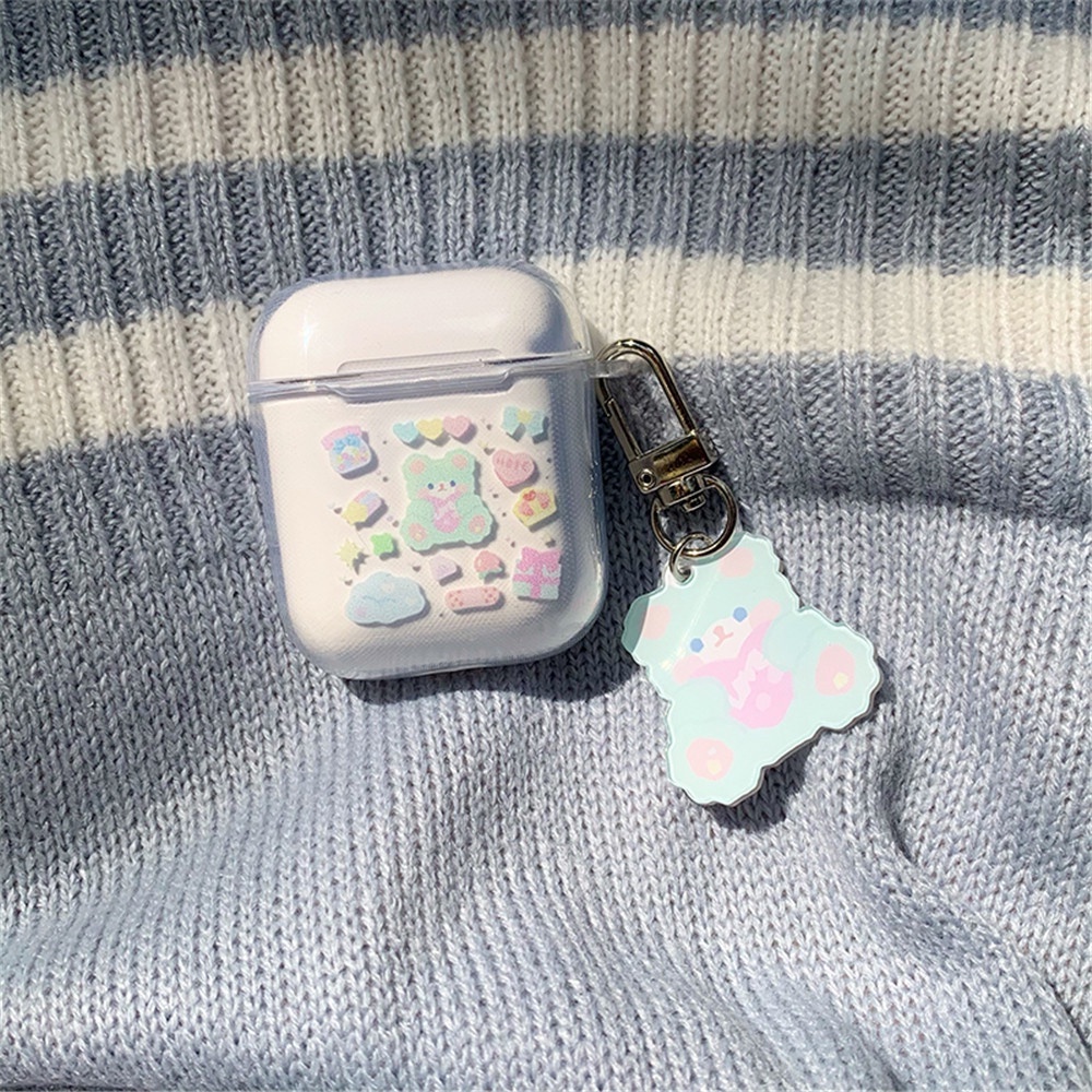 Vỏ Bảo Vệ Hộp Đựng Tai Nghe Airpods 1 &amp; 2 &amp; 3 Trong Suốt Hình Gấu Đáng Yêu