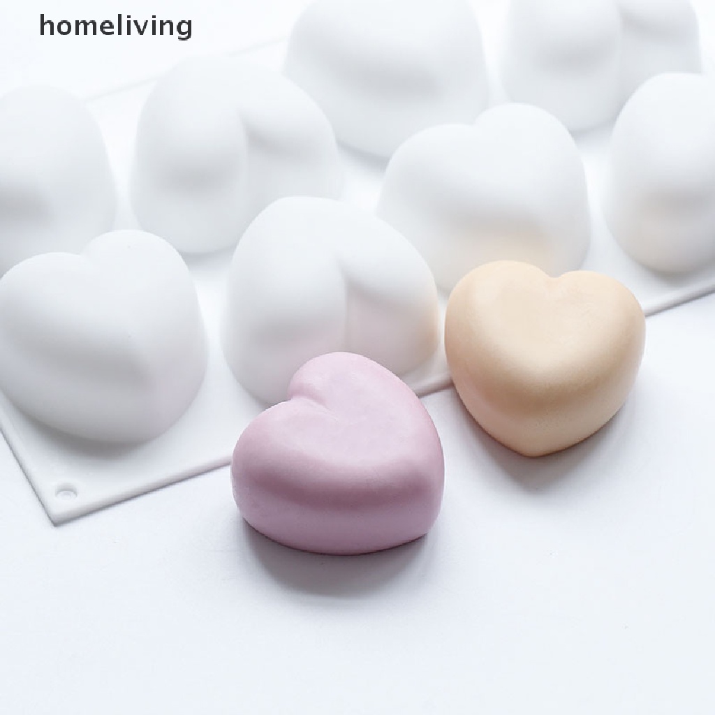 Khuôn Silicone 8 Lỗ Hình Trái Tim 3d Làm Xà Phòng / Kẹo Đường