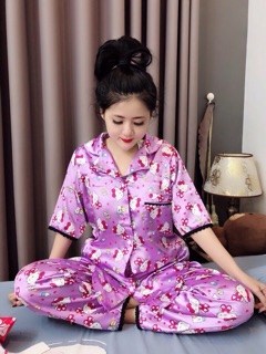ĐỒ BỘ PHI BÓNG LỤA TAY LỬNG QUẦN DÀI