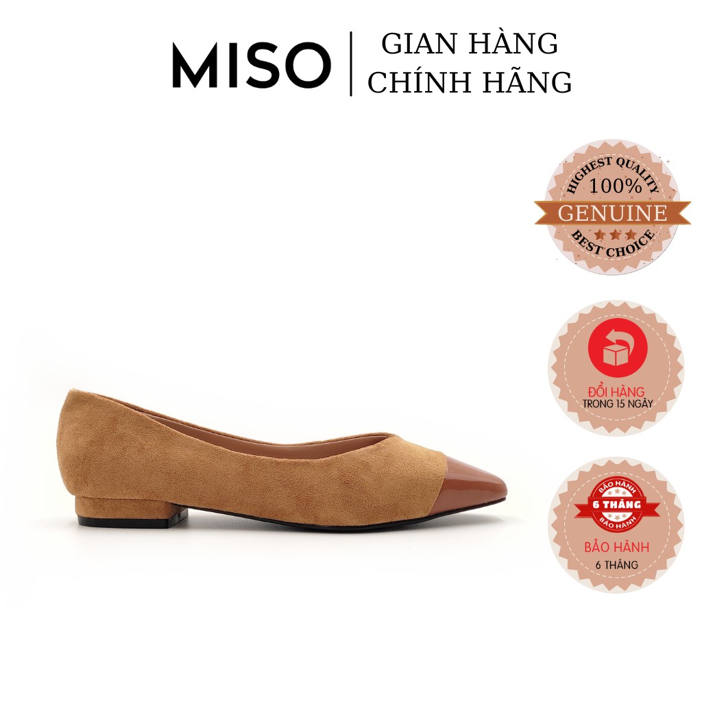 Giày búp bê nữ basic mũi vuông trendy phối màu mới lạ độc đáo gót cao 2cm đi làm đi chơi MISO M036