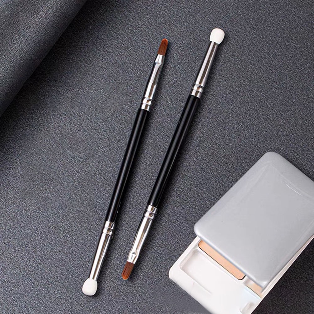 1 Cọ Trang Điểm Hai Đầu Kèm Cọ Tán Phấn Mắt/Kem Che Khuyết Điểm Siêu Mịn Chính Xác Qipin