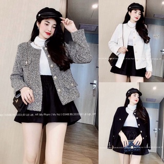 Áo Khoác Dạ Tweed Khuy Bạc thời trang hàng đẹp 2 lớp✨ Ảnh thật 3 màu