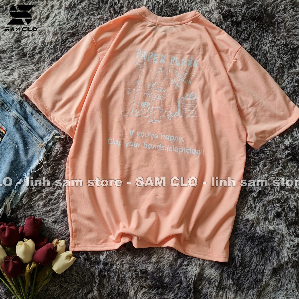 Áo thun nữ tay lỡ SAM CLO freesize phông form rộng dáng Unisex, mặc lớp, nhóm, couple in chữ LEISURE TIME PAPER LANE