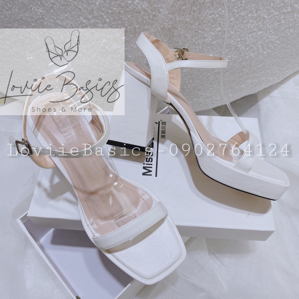 SANDAL CAO GÓT LOVIIE BASICS - GUỐC NỮ MŨI VUÔNG - GIÀY THỜI TRANG QUAI NGANG 10 PHÂN G220544