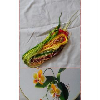 Kit thêu hoa phong lan ( gồm kim, chỉ và vải đã in mẫu)