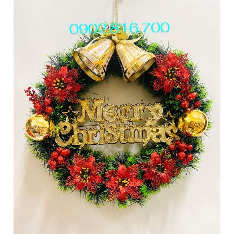 Vòng nguyệt quế treo cửa trang trí Noel - Giáng sinh 30cm