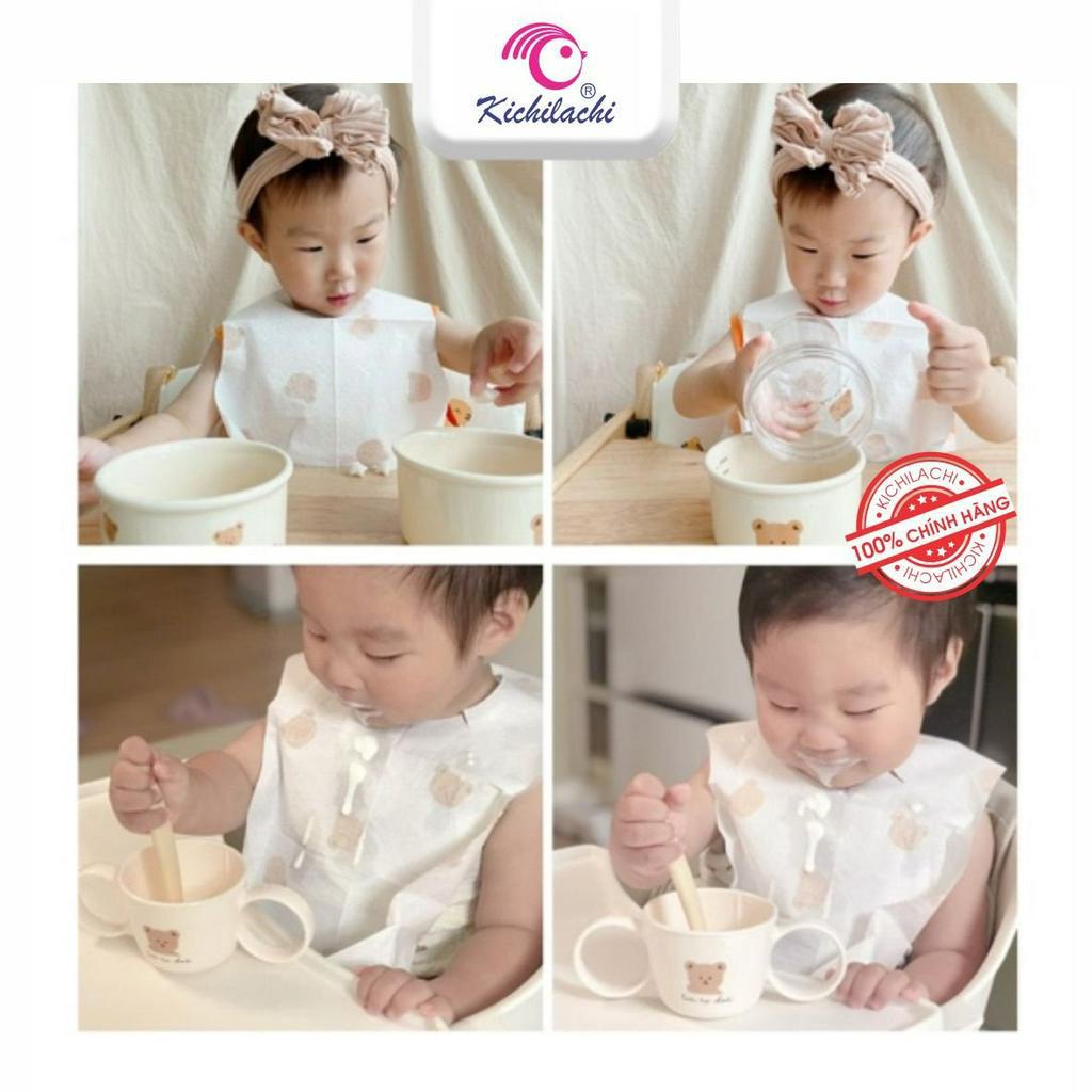Yếm ăn dặm dùng 1 lần KIKITACHI chính hãng có máng 20 chiếc 1 hộp cho bé . tiện lợi khi đi du lịch và ăn tại nhà hàng