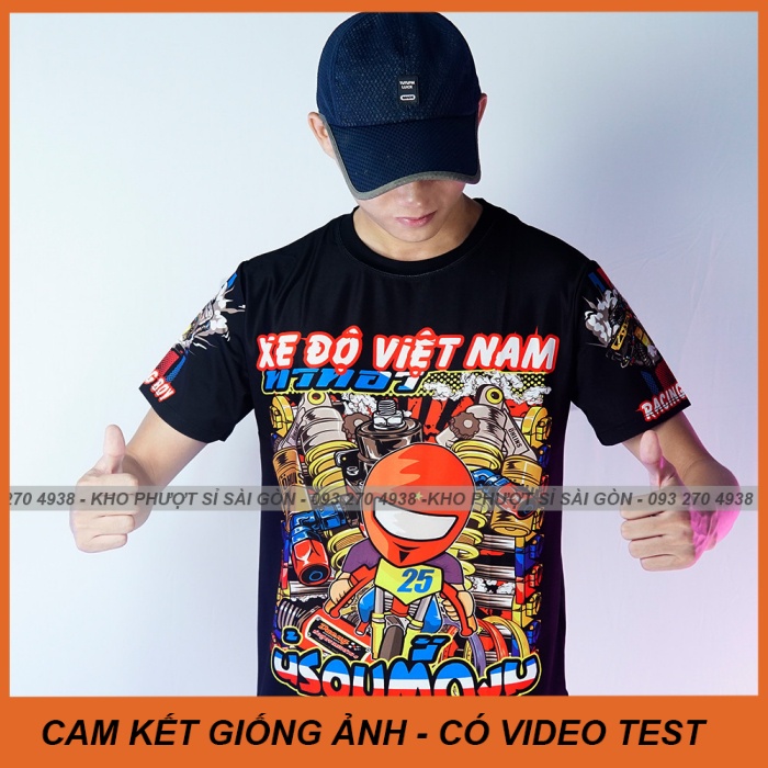 Kho Sỉ SG - Áo thun xe máy nam ngắn tay Racing Độ xe VN Chibi 3D - Áo thun tem xe VN Độ xe co giãn 4 chiều