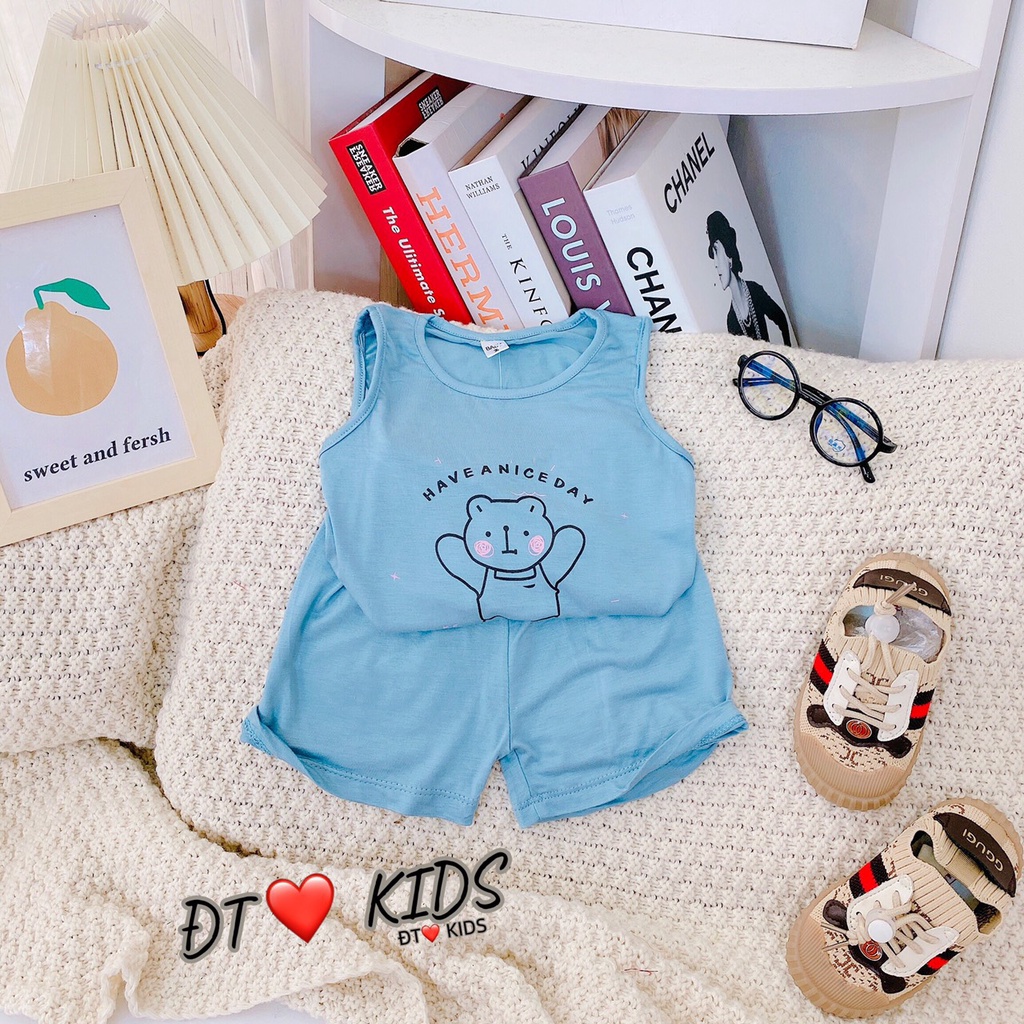 Bộ thun lạnh Minky Mom sát nách phiên bản gấu Have a nice day cho bé trai bé gái