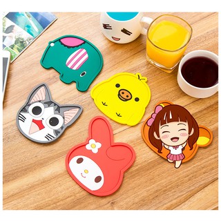 Miếng đế lót ly nhựa dẻo hoạt hình cute