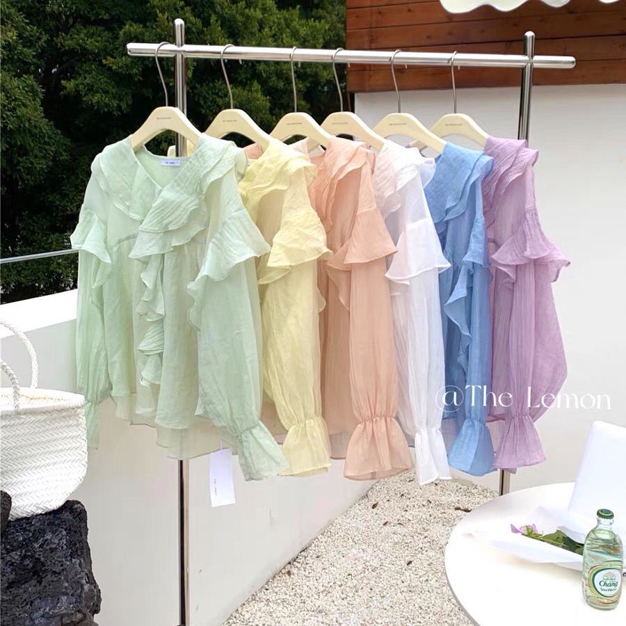 Áo Sơ Mi Mỏng Viền Bèo Thời Trang Mùa Xuân Phong Cách Hàn Quốc Hàng Mới Dành Cho Nữ s 2022