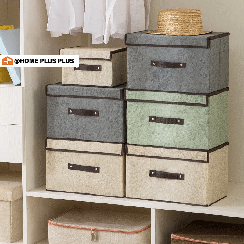 Hộp lưu trữ 2 trong 1 Hàn Quốc Hộp lưu trữ vải lanh có thể gập lại