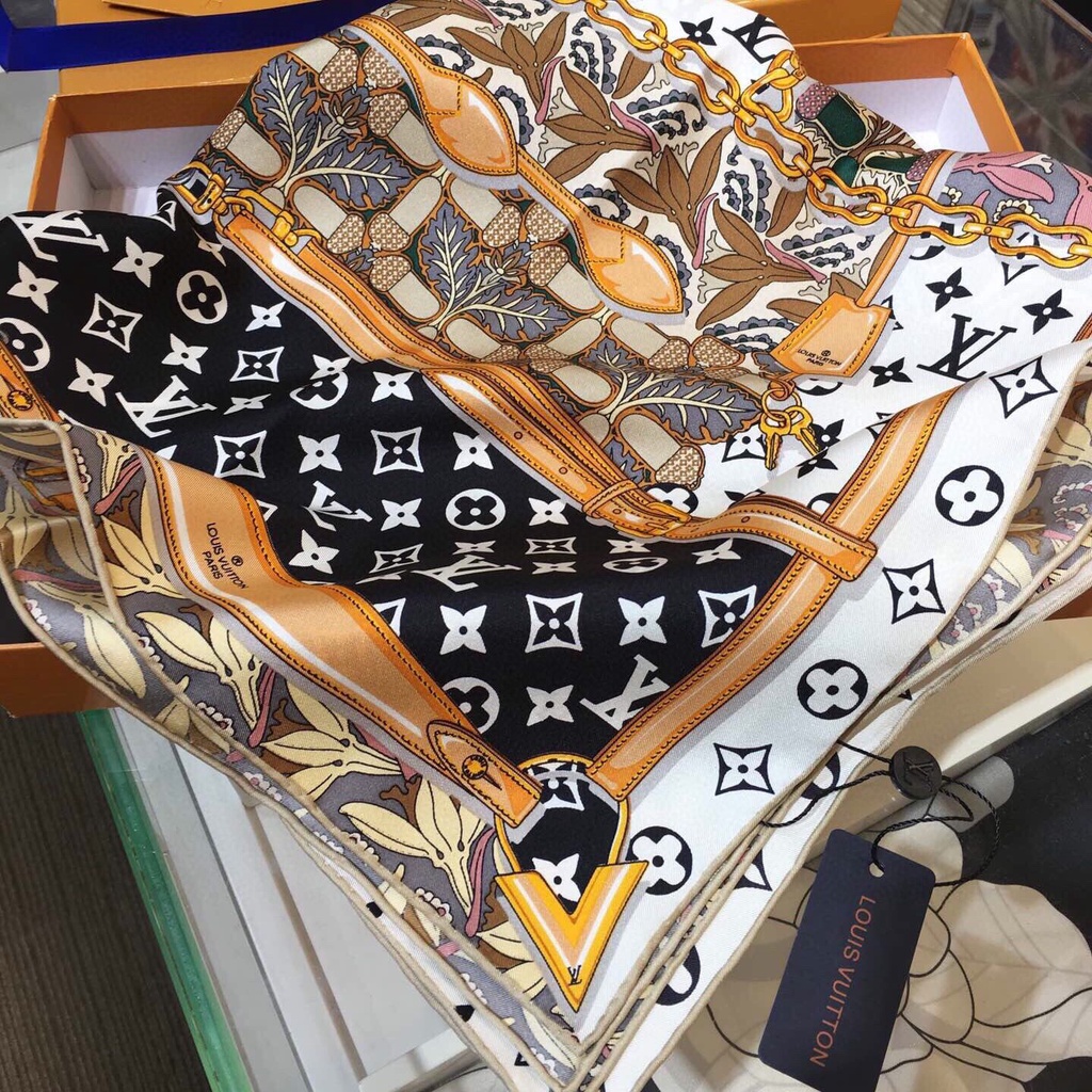 Khăn Quàng Cổ Vuông Bằng Lụa In Họa Tiết Cổ Điển Sang Trọng 2022 35.4 * 35.4 Inch