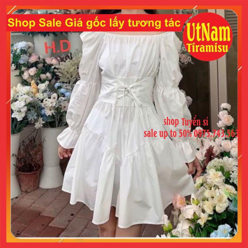 [RẺ VÔ ĐỊCH] Váy Tiểu Thư Triết eo Mặc 2 kiểu Trễ Vai Hoặc Cổ Vuông Vintage ❤ Đầm Xòe 2 Lớp có lót váy trong | BigBuy360 - bigbuy360.vn