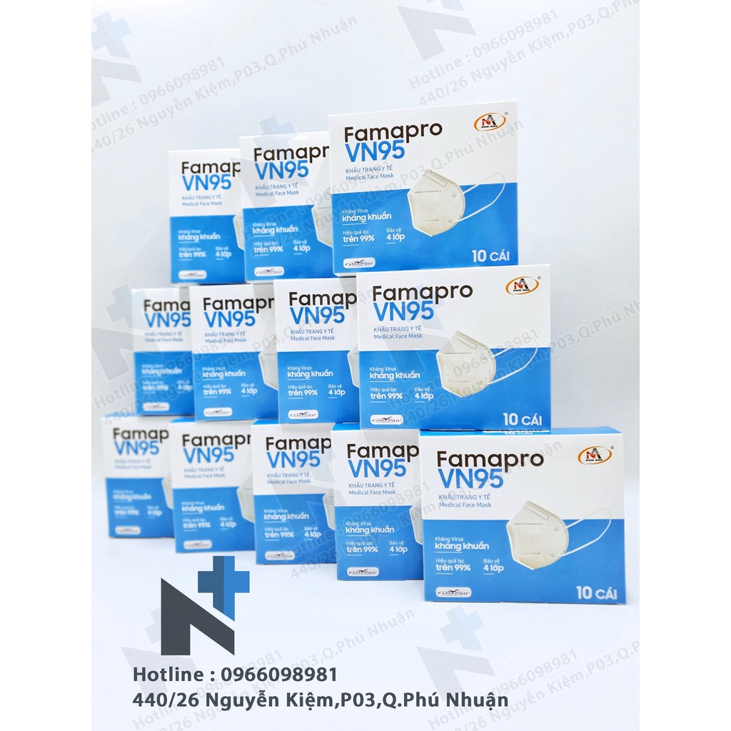 COMBO 50 - 100 Khẩu trang Famapro VN95  - Hộp 10 cái