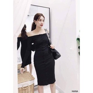 ĐẦM TRỂ VAI TAY DÀI NÚT