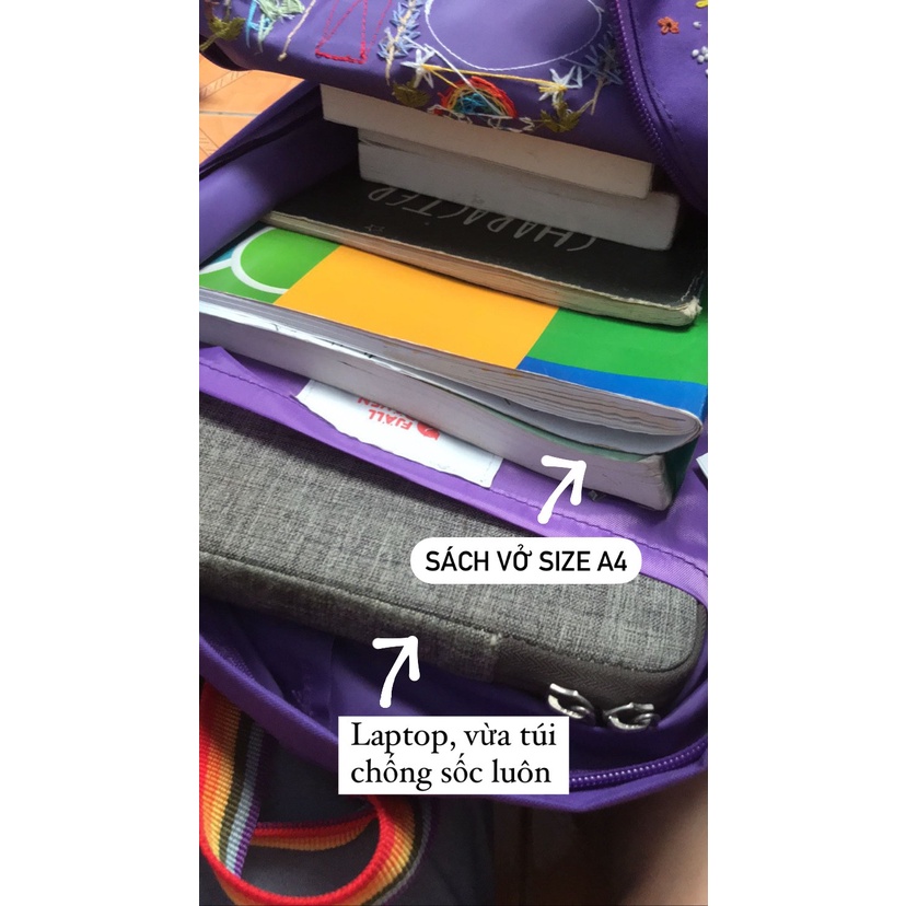 Balo Kanken Thêu Unisex Size Đi Học Đựng Lap 15.7 Inch )