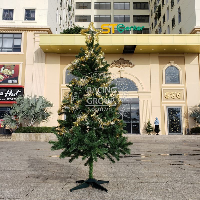 Cây thông noel 1m5 trang trí giáng sinh cho nhà cửa, phòng khách, phòng ngủ kèm dây kim tuyến và ngôi sao đẹp lung linh